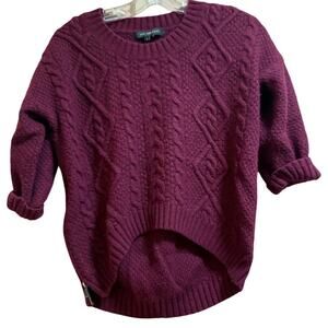 Zen Cashmere Maroon Cable Knit Long Sleeve Sweater - Size Small